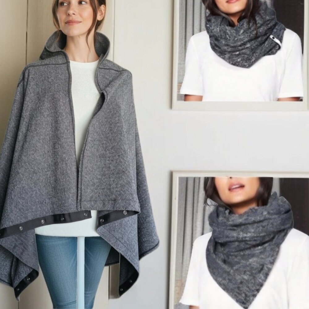 LULULEMON OSFA Vinyasa Versatile Wrap in Gray w/Black Convertible Multi Snap